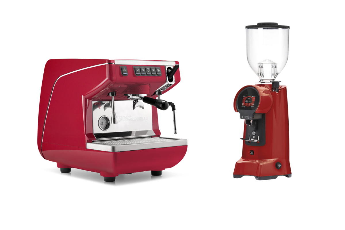 Máy pha cà phê Nuova Simonelli Appia Life 1 Group Volumetric và máy xay Eureka Helios 65 là sự lựa chọn phổ biến của các quán cà phê nhỏ