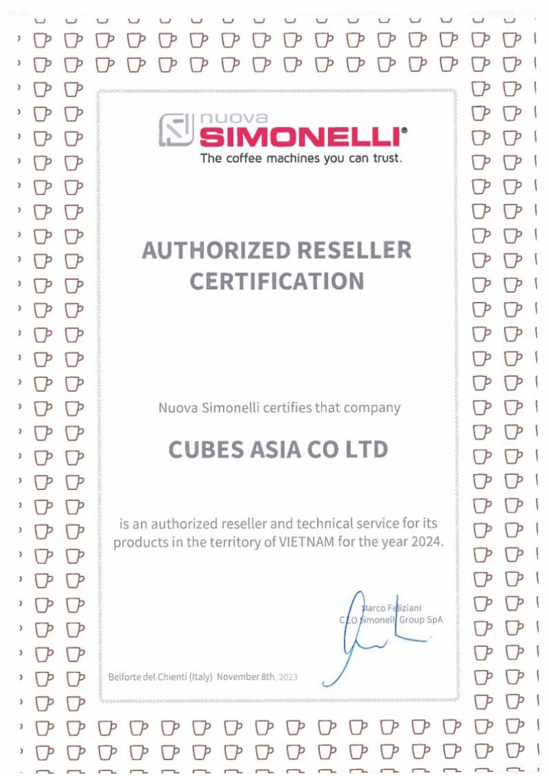 Nuova Simonelli Authorized Reseller Certification