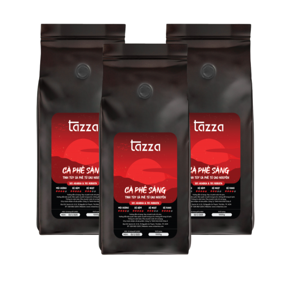 Combo 3kg Cà Phê Hạt Tazza Sáng (70%Ro & 30%Ara)