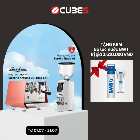 Combo Victoria Arduino E1 Prima Pro coffee machine và Eureka Atom Excellence 65 coffee grinder