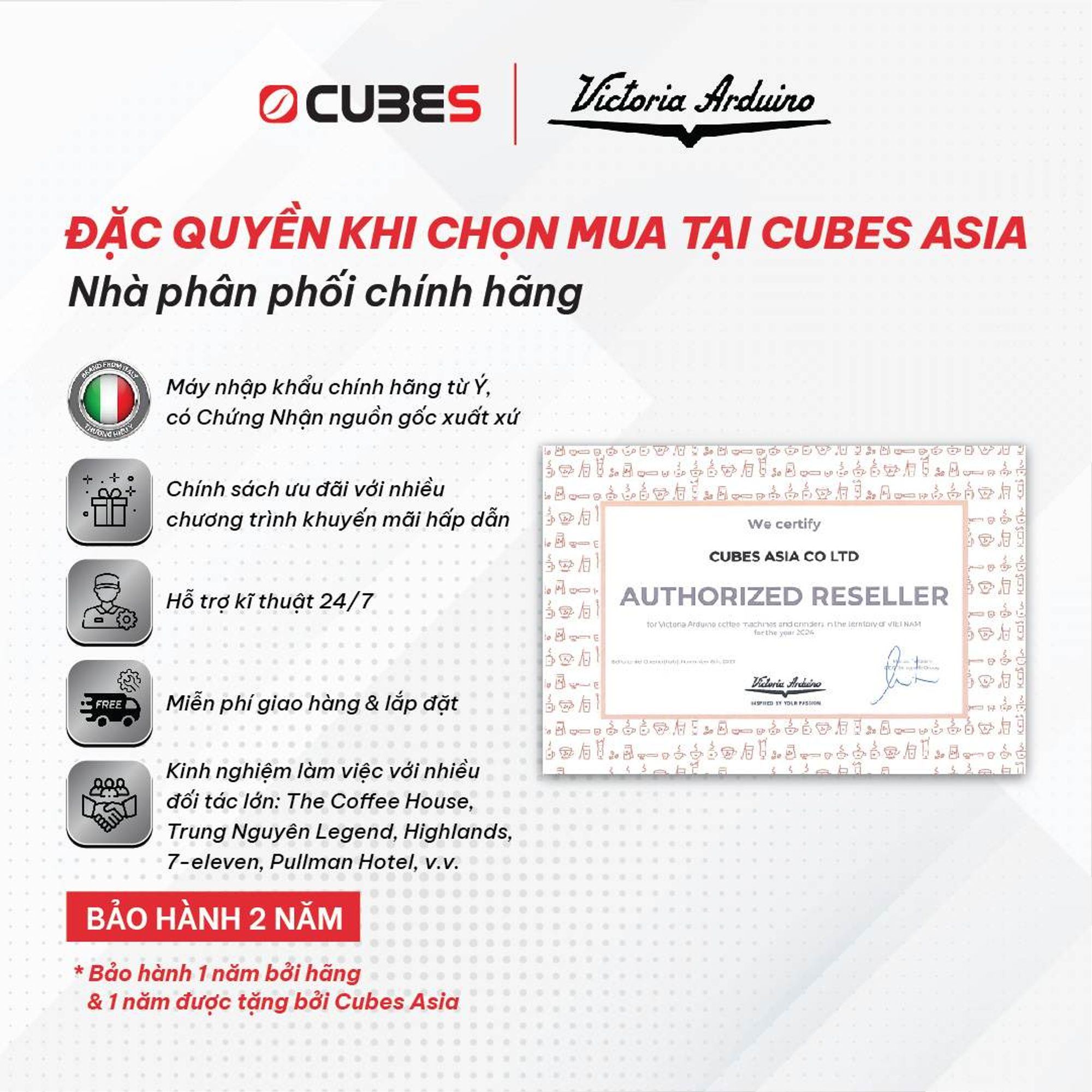 Cubes Asia phân phối Victoria Arduino chính hãng độc quyền tại VN